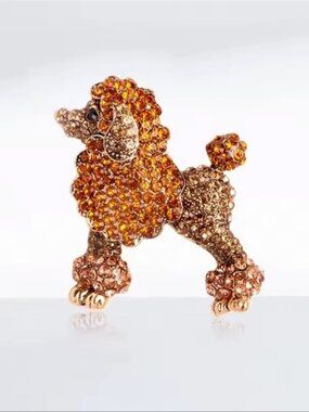 Poodle Amber Crystal Brooch
